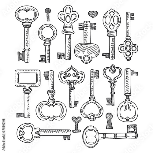 Set of cute hand drawn keys