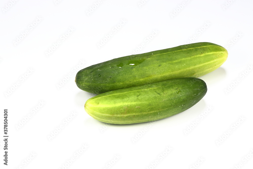Fresh and organic cucumber isolated on the white background. Famous side dish vegetable ingredients for food decoration. Fresh and organic cucumber isolated on the white background. Famous side dish vegetable ingredients for food decoration.