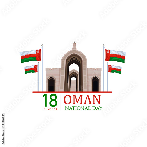 vector illustration November 18th Sultanate of Oman . National Day, celebration republic, graphic for design elements. vector view of the city the capital of Oman, Mascat