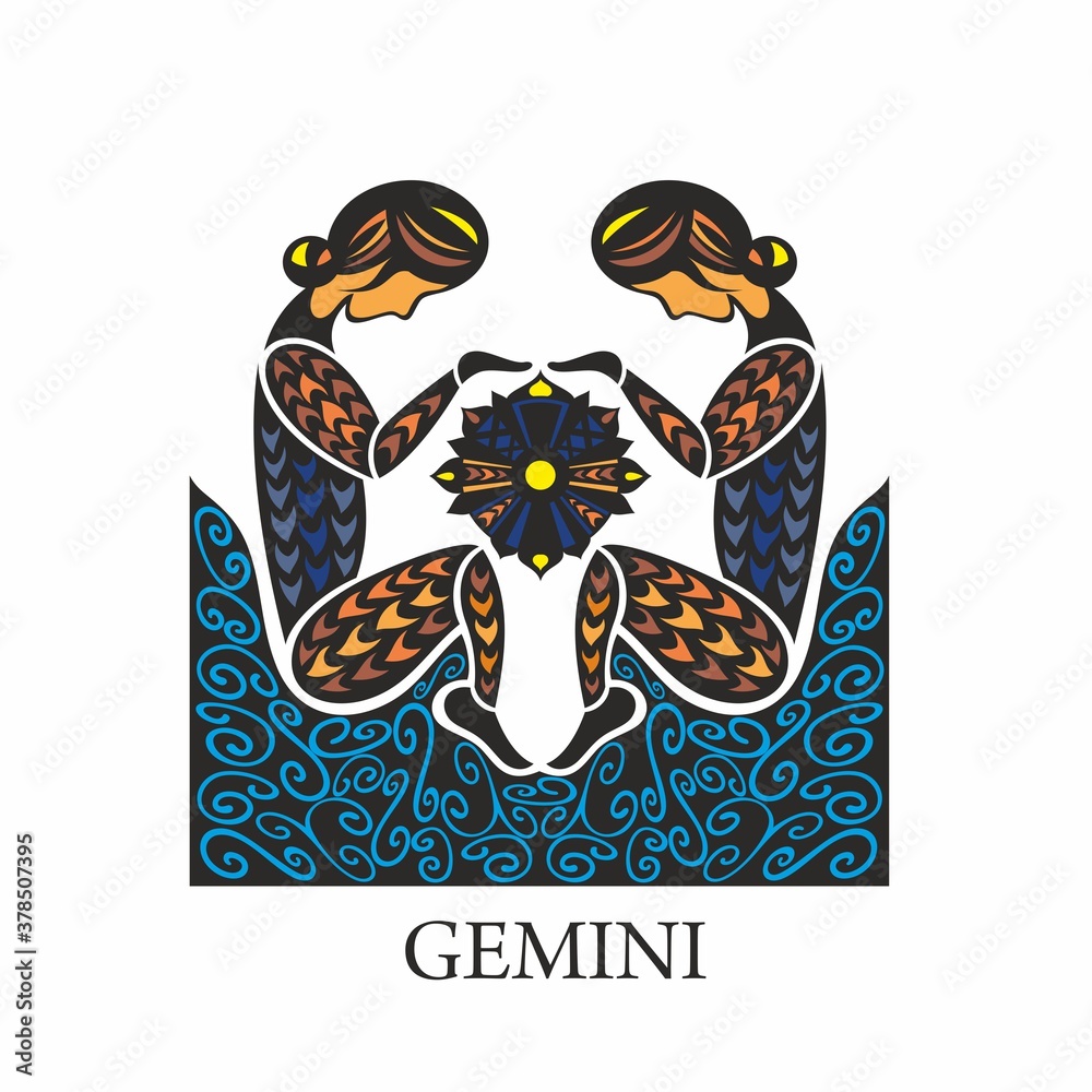 Vector of gemini horoscope sign