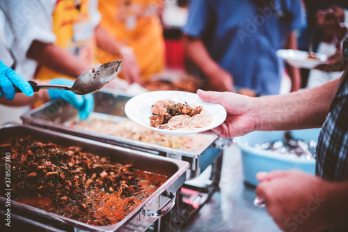 sharing food with humans in society : concept assisting people with homeless food