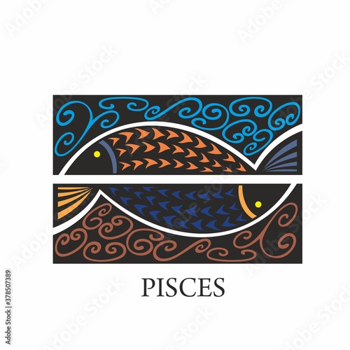 Vector of pisces horoscope sign 