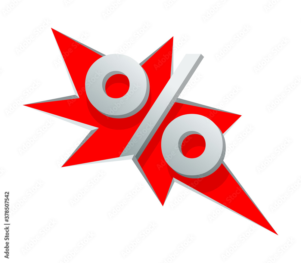 Creative percent symbol inside starburst - vector element for sale banner Creative percent symbol inside starburst - vector element for sale banner