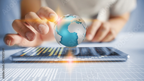 Businessman hand working with tablet modern technology  as social network concept