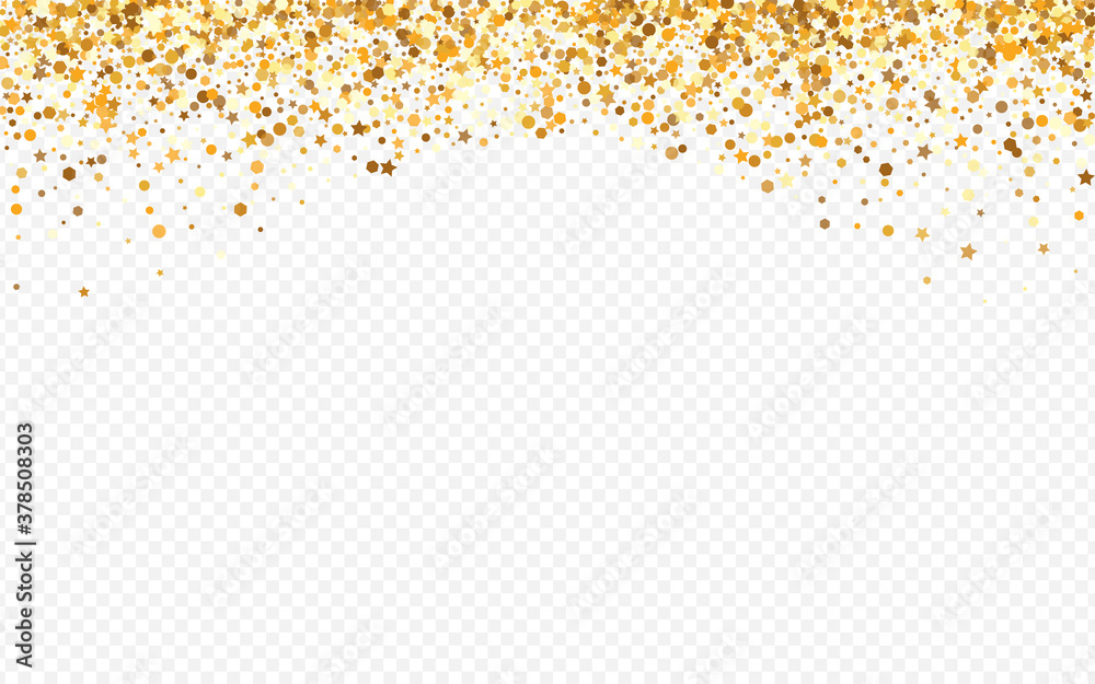 Gold Confetti Glamour Transparent Background. 