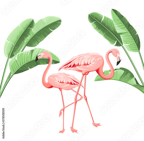 Summer tropical frame exotic banana leaf. Design background for card,invitation,poster.