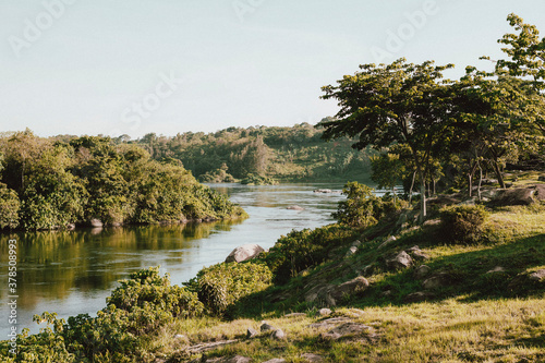 Sunny scenic view of Nile River, Ginger, Uganda
