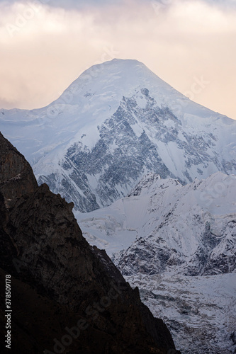 diran peak in evening light at nagar ,northern areas of   gilgit baltistan , Pakistan  photo