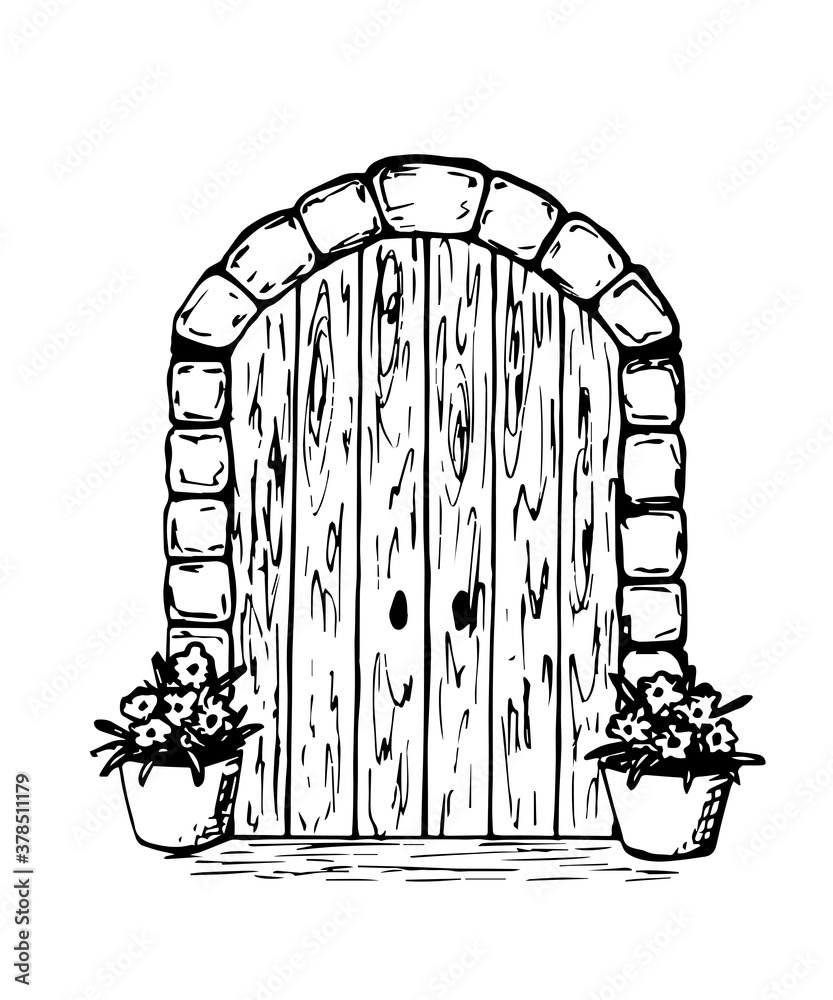 Cartoon Drawing of Open Wooden Medieval Decision Door Stock Illustration by  ursuszdeneksasekcom 243007568