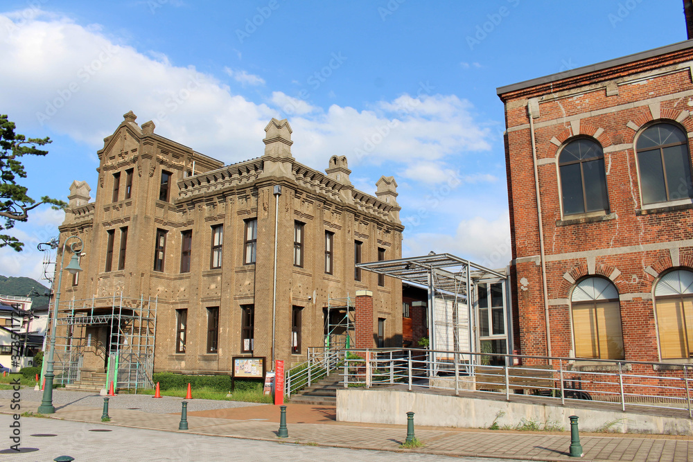 Fototapeta premium Closeup view of old colonial building around Moji Station in Kitakyushu