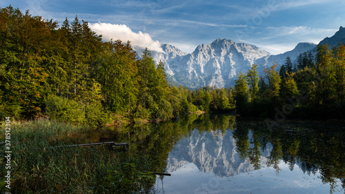 view on the mountais from Oedsee with bridge