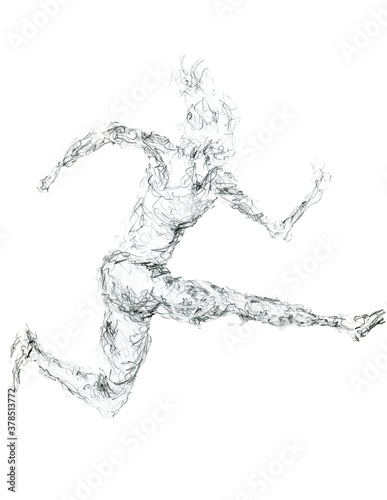 A female sportsman running. Sports illustration