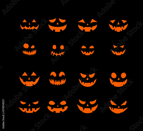 set of halloween illustrations, face