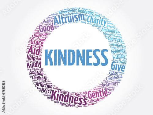 Kindness word cloud collage, concept background