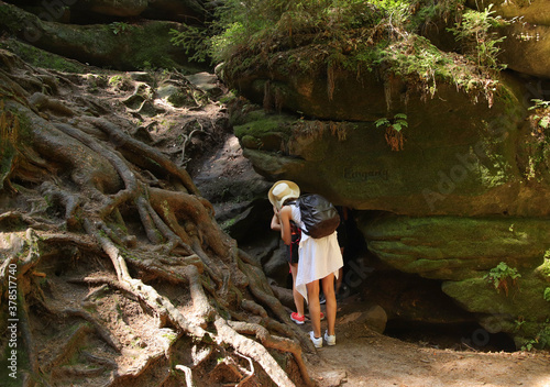 Hiking on hiking trail 