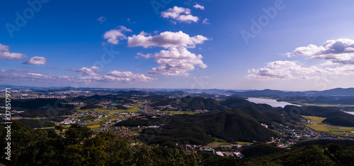 Afternoon view of the rural landscape of Gimpo, Korea as seen from Munsunsan Mountain. © Joseph