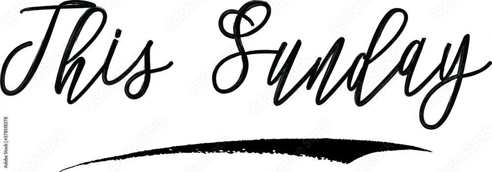 This Sunday Handwritten Calligraphy Black Color Text On White Background