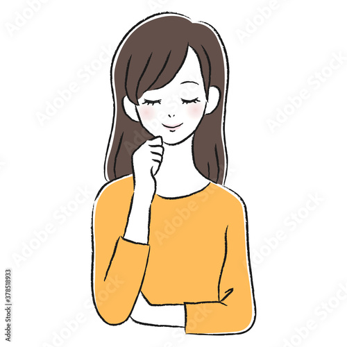笑顔の女性　考える