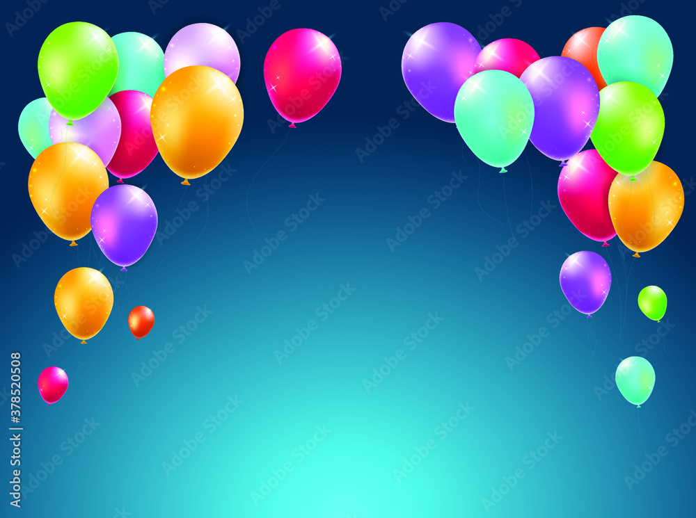 Birthday Card with Balloons , Confetti and Curling Streamer or Party Serpentine . Isolated Vector Illustration Birthday Card with Balloons , Confetti and Curling Streamer or Party Serpentine . Isolated Vector Illustration