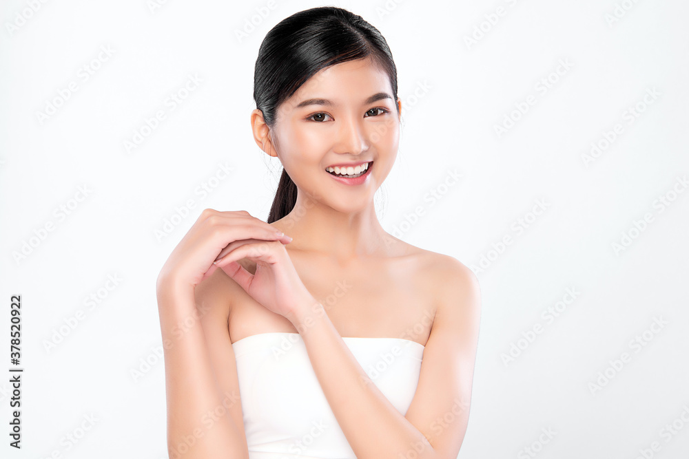 Beautiful young asian woman with clean fresh skin on white background, Face care, Facial treatment, Cosmetology, beauty and spa, Asian women portrait Beautiful young asian woman with clean fresh skin on white background, Face care, Facial treatment, Cosmetology, beauty and spa, Asian women portrait