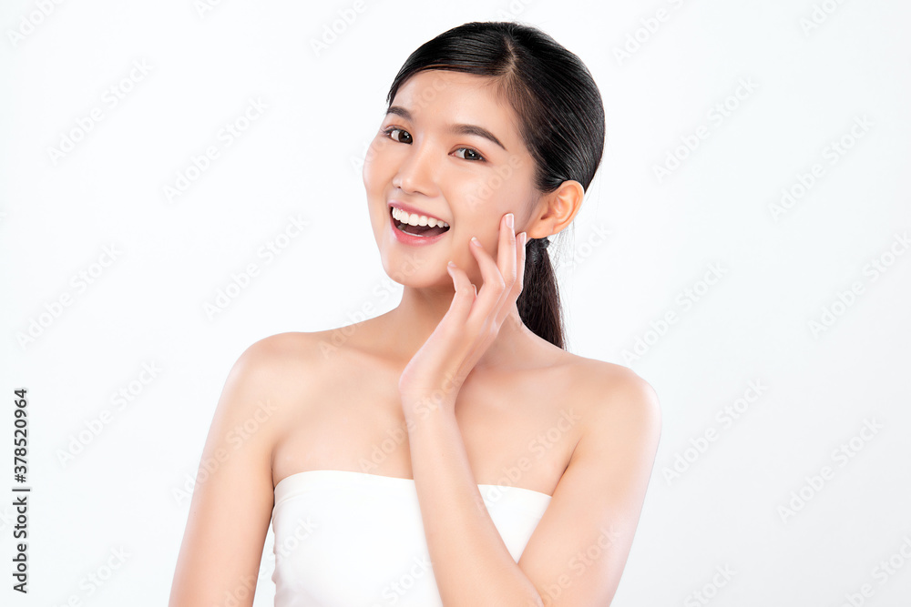 Beautiful young asian woman with clean fresh skin on white background, Face care, Facial treatment, Cosmetology, beauty and spa, Asian women portrait Beautiful young asian woman with clean fresh skin on white background, Face care, Facial treatment, Cosmetology, beauty and spa, Asian women portrait