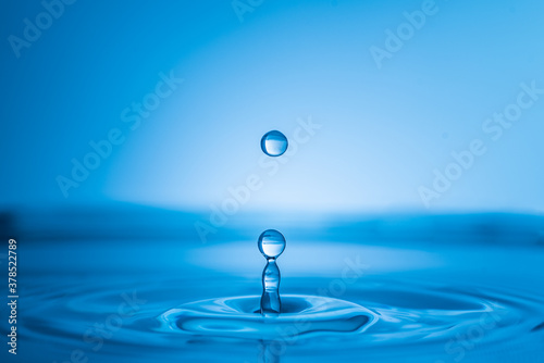 Clear and calm light blue water drop blue background