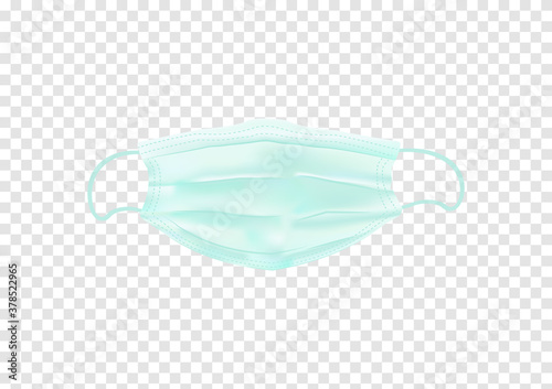 green medical face mask vectors for antivirus and Covid-19 isolated on transparency background