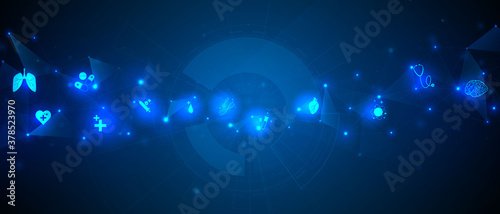 Medical treatment icon in innovation concept abstract  technology communication concept vector background