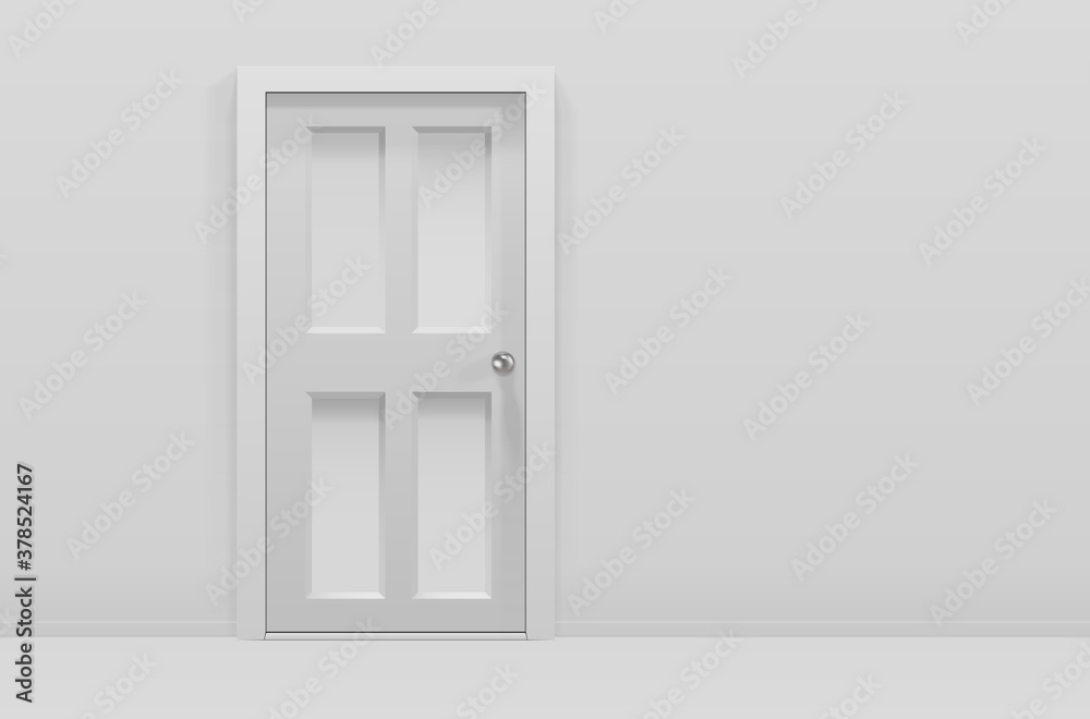 Realistic illustration of door and empty wall
