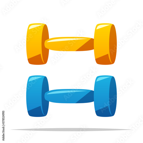Plastic dumbbells vector isolated illustration
