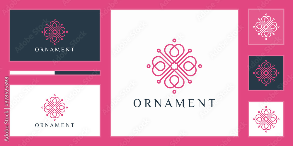 ornament logo design with line art style. logos can be used for spa, beauty salon, decoration, boutique