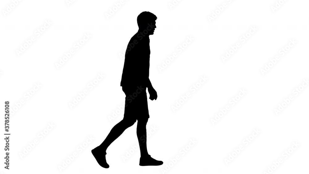 Silhouette Exhausted young man walking and touching his shirt while suffering from summer heat. Silhouette Exhausted young man walking and touching his shirt while suffering from summer heat.