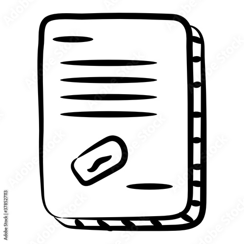 
Legal document icon design, doodle vector 
