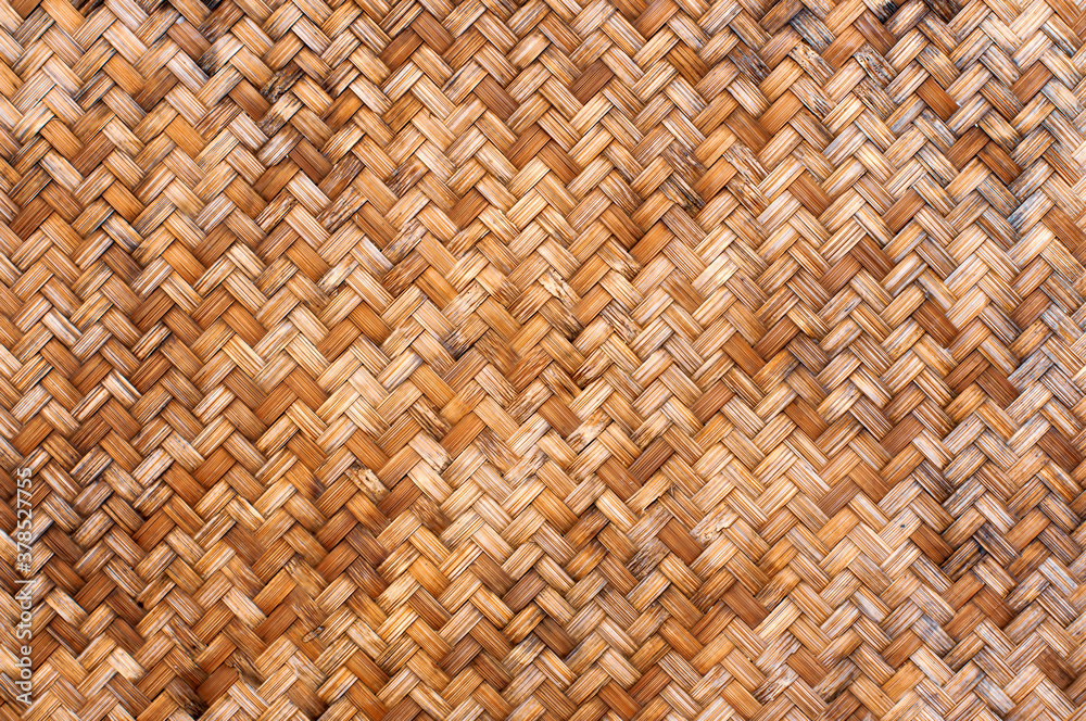 Traditional handcraft woven bamboo texture for background. - obrazy, fototapety, plakaty 