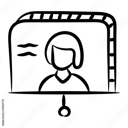 
A doodle design of video lecture concept icon
