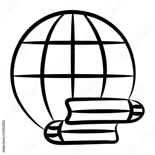 
Globe with books depicting global education icon
