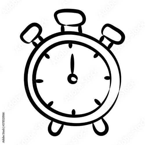 
Alarm clock icon in modern doodle style 
