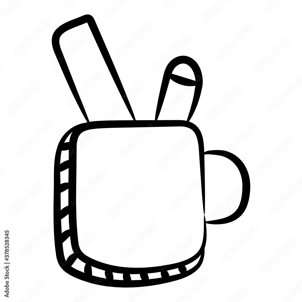 Stationery holder vector, icon of pencil with ruler in a cup
Stationery holder vector, icon of pencil with ruler in a cup