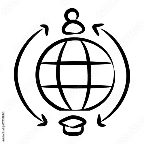 
A doodle icon of distance learning concept vector 
