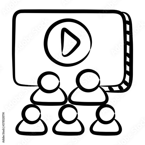 
Hand drawn design of video lecture icon
