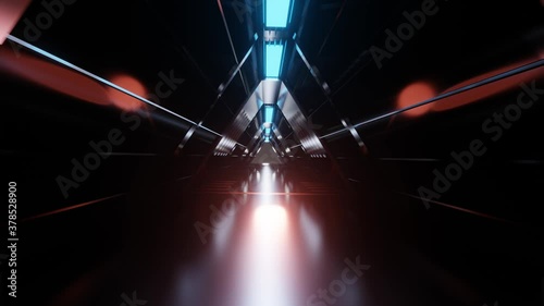 Spaceship Corridor, SciFi, Science Fiction Spaceship, Time travel. 3D Render 