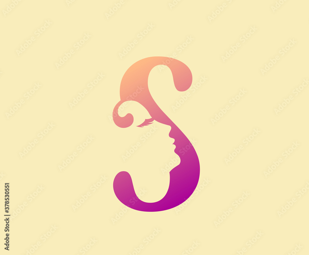 Beauty Letter S Logo Icon. Beautiful woman's face shape on Letter. Abstract design concept for beauty salon, massage, magazine, cosmetic and spa. Beauty Letter S Logo Icon. Beautiful woman's face shape on Letter. Abstract design concept for beauty salon, massage, magazine, cosmetic and spa.