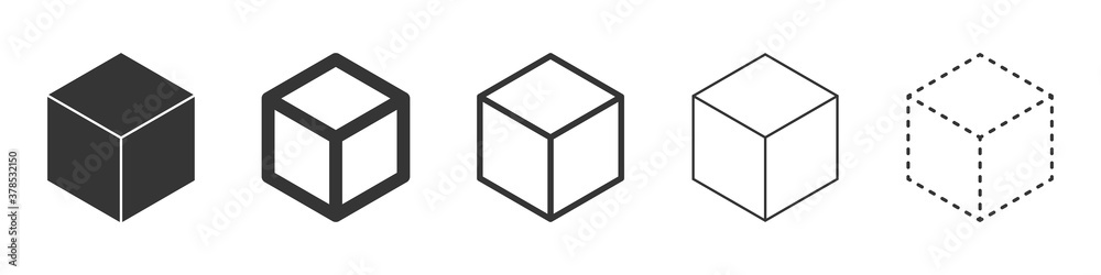 Cube vector icons. Black Cube icons.