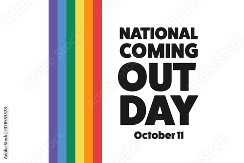 National Coming Out Day. October 11. Holiday concept. Template for background, banner, card, poster with text inscription. Vector EPS10 illustration. photo