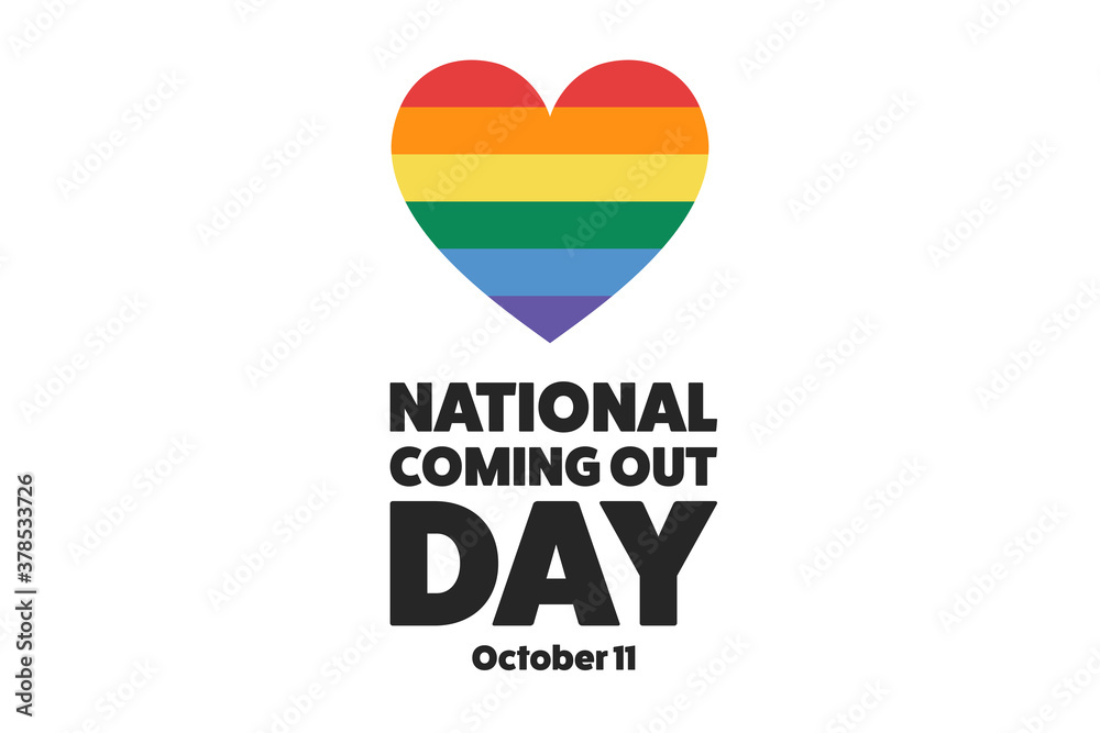 National Coming Out Day. October 11. Holiday concept. Template for background, banner, card, poster with text inscription. Vector EPS10 illustration.