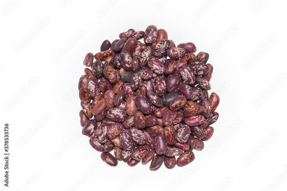 Many red colors of haricot beans isolated on white in studio