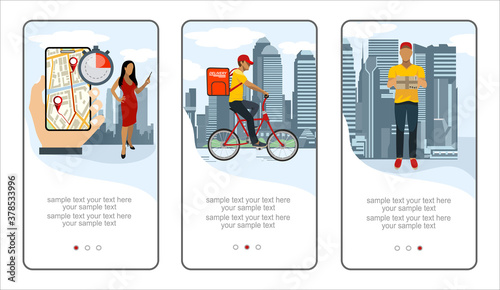 Delivery service banner, mobile app templates, conceptual flat design illustration vector