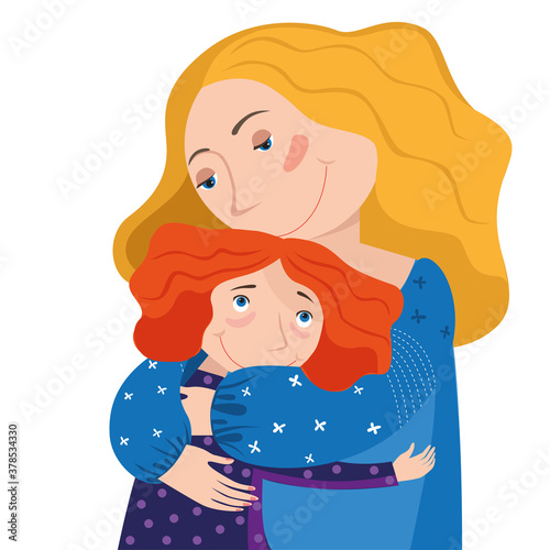 Mom and daughter hug each other
