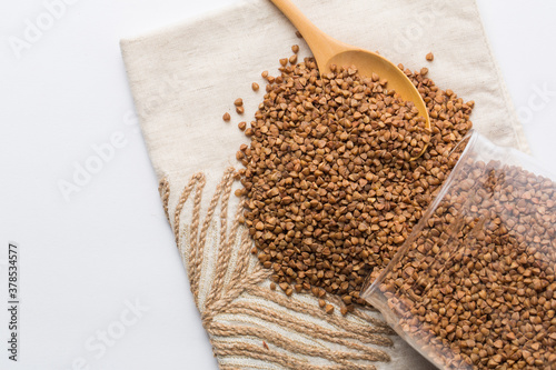 Raw buckwheat o white background