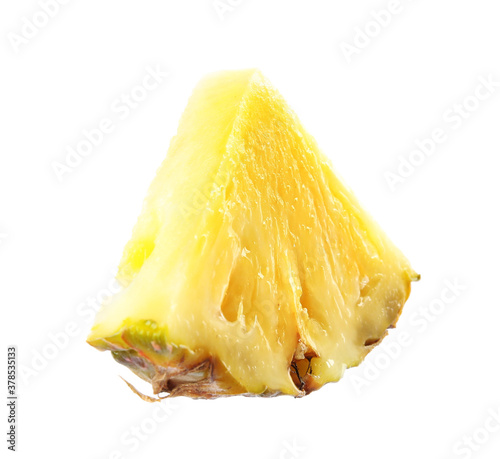 Slice of fresh pineapple isolated on white